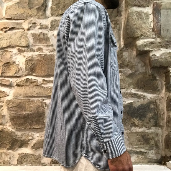 Levi’s Shirt Jacket - Blue & White Striped - Sz Large - Picture 3 of 4